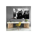 Artarilion Siyah Beyaz Atatürk Cam Tablo Şapka Tutan Atatürk Tablosu Ofis Tablosu Duvar Dekoru