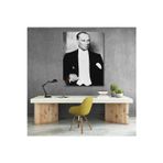 Artarilion Siyah Beyaz Karizmatik Atatürk Görseli Kanvas Tablo Dikey Duvar Tablosu Ev Ofis Dekoru
