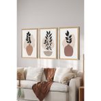 Artavessa 3 Parça Ahşap Çerçeve Görünümlü MDF Poster Tablo Seti - Set 53, 33 x 48