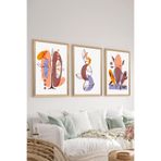 Artavessa 3 Parça Ahşap Çerçeve Görünümlü MDF Poster Tablo Seti - Set 99, 15 x 20