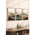 Artavessa 3 Parça Ahşap Çerçeve Görünümlü Mdf Tablo Seti ERSYCRVSZ3SET18, 33 x 48