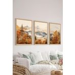 Artavessa 3 Parça Ahşap Çerçeve Görünümlü Mdf Tablo Seti ERSYCRVSZ3SET4, 33 x 48