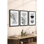 Artavessa 3 Parça Siyah Çerçeve Görünümlü MDF Poster Tablo Seti Set 34, 33 x 48