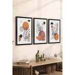 Artavessa 3 Parça Siyah Çerçeve Görünümlü Mdf Tablo Seti Set 11, 33 x 48