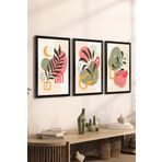 Artavessa 3 Parça Siyah Çerçeve Görünümlü Mdf Tablo Seti Set 19, 15 x 20