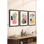 Artavessa 3 Parça Siyah Çerçeve Görünümlü Mdf Tablo Seti Set 21, 33 x 48