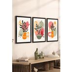 Artavessa 3 Parça Siyah Çerçeve Görünümlü Mdf Tablo Seti Set 23, 15 x 20