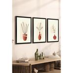Artavessa 3 Parça Siyah Çerçeve Görünümlü Mdf Tablo Seti Set 9, 33 x 48