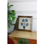 Artavessa Masif Ahşap Çerçeveli Taş Tablo Pano 26 X 26 Cm - Ebru Sanatı 1