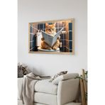 Artavessa Tek Parça Ahşap Çerçeve Görünümlü Kedi Baskılı MDF 48x33 cm Tablo - Model 14, 33 x 48
