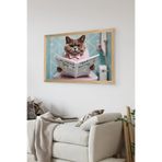 Artavessa Tek Parça Ahşap Çerçeve Görünümlü Kedi Baskılı MDF 48x33 cm Tablo - Model 3, 33 x 48