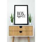 Artavessa Tek Parça Çerçeve Görünümlü Yazılı Mdf Tablo "bon Appetit" - 33 x 48 - Beyaz - Siyah