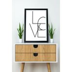 Artavessa Tek Parça Çerçeve Görünümlü Yazılı Mdf Tablo "love" - 33 x 48 - Beyaz - Siyah
