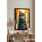 Artavessa Tek Parça Siyah Çerçeve Görünümlü Kedi Baskılı MDF 20x30 cm Tablo - Model 18, 20 x 30