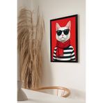 Artavessa Tek Parça Siyah Çerçeve Görünümlü Kedi Baskılı MDF 20x30 cm Tablo - Model 23, 20 x 30
