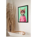 Artavessa Tek Parça Siyah Çerçeve Görünümlü Kedi Baskılı MDF 20x30 cm Tablo - Model 26, 20 x 30