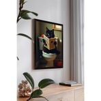 Artavessa Tek Parça Siyah Çerçeve Görünümlü Kedi Baskılı MDF 20x30 cm Tablo - Model 27, 20 x 30