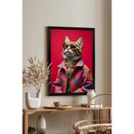 Artavessa Tek Parça Siyah Çerçeve Görünümlü Kedi Baskılı MDF 20x30 cm Tablo - Model 28, 20 x 30
