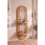 Artavessa Yıldızı Motifli Dekoratif MDF Duvar Rafı - 70x26 cm Çam Rengi Şık Tasarım Kitaplık Aksesuar Rafı