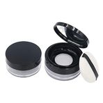 Art&Beauty Kapasite 20 ml (0.4 oz) Boş Yeniden Kullanılabilir Plastik Gevşek Toz Kompakt Konteyner Kendin Yap Makyaj Pudra Kılıfı Sünger Puflu, Ayna ve Elastik Net Elek (Siyah)