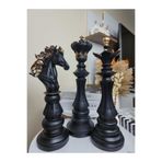 Artceal Dekoratif Büyük Boy (40CM) Polyester Siyah 3'lü Set Satranç Biblo Takımı