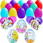 ArtCreativityTM ArtCreativity İçinde Bulmaca Bulunan Önceden Doldurulmuş Paskalya Yumurtaları - 24'lü Set - Yapbozlu Çocuklar İçin Renkli Sürpriz Yumurtalar - Paskalya Yumurtası Avı Malzemeleri - Paskalya Sepeti