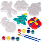 ArtCreativityTM Çocuklar için Noel Seramik Boyama Seti - 6 Seramik Figür, 2 Boya Seti ve 2 Fırça - Yeni yürümeye başlayan çocuklar için DIY Noel Boyama El Sanatları 3 4 5 6 7 8 - Çocuk Boya Etkinliği