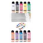 Artdeco 140 Ml Akrilik Boya+fanart 7'li Karma Seri Sentetik Fırça+godeli Palet