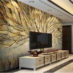 Artdeco 3 Boyutlu Hayat Ağacı Duvar Görseli Duvar Kağıdı