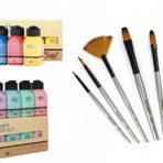 Artdeco Akrilik Boya 6x75ml Pastel Renkler + Canlı Renkler + Fanart 650 7li Fırça Seti
