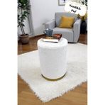 Arte Cotone Bej Krem Kadife Kumaş Dekoratif Silindir Koltuk Sandıklı Puf 32 X 43