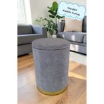 Arte Cotone Gri Kadife Kumaş Dekoratif Silindir Koltuk Puf 32 X 43 (Sandıklı)