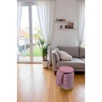 Arte Cotone Mini Kapaklı Kadife Kumaş Dekoratif Silindir Koltuk Puf 25 x 36 - Pembe
