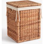 Arte Flora Branas Doğal Rattan Kirli Çamaşır Sepeti 80 Lt Kapaklı ve Yıkanabilir Astarlı Hasır Sepet 40 x 40 x 57 cm