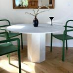 Arte Marble Carrara Blok Yemek Masası 100 Çap - Beyaz