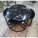 Arte Marble Portoro White Pizza Dilim Orta Sehpa