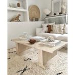 Arte Marble Traverten Blok Orta Sehpa Ham ve Naturel - Beyaz