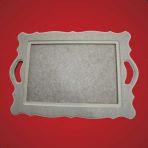 Artebella 50x34 cm Ahşap Kulplu Oymalı Tepsi