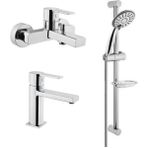 Artema Flo S Banyo + Lavabo Bataryası + Artema Slim 3f Sürgülü Duş Seti - std - Krom