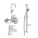 Artema Flow Round Lavabo Eviye Banyo Batarya Artema Solo C Sürgülü Krom El Duşu Seti