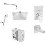 Artema Flow Square Krom Ankastre Duş Seti A49305 (A43208-A41949-A45652-A45707STA-A45736-A43131) Modern Tasarım ve Fonksiyonel Özellikler