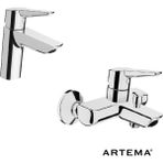 Artema Solid S Krom Lavabo + Banyo Batarya Seti Aç - Kapa Özellikli Modern Tasarım - Lavabo + Banyo Bataryası