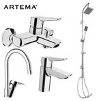 Artema Solid S Lavabo, Banyo, Eviye Batarya Ve Valtemo Tepe Duş Seti VS-5045