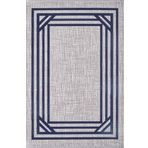 Artemis Halı Murano 09163B Gri Lacivert Çizgili Çerçeveli Yün Halı GRİ LACİVERT 200 x 290