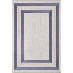 Artemis Halı Murano 09164C Bej Lacivert Çizgili Çerçeveli Yün Halı LACİVERT BEJ 120 x 180