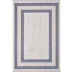 Artemis Halı Murano 09164C Bej Lacivert Çizgili Çerçeveli Yün Halı LACİVERT BEJ 80 x 150