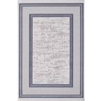 Artemis Halı Murano 09165A Gri Lacivert Çizgili Çerçeveli Yün Halı GRİ LACİVERT 160 x 230