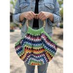 Artepieza 34X36 Çok Renkli Koton Iplik Astarlı Bambu Saplı Çanta-Koton El Örgüsü Astarlı Çanta-Bambu Saplı Çok Renkli Koton El Örgüsü Çanta - Çok - Renkli