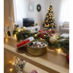 Artepieza Tarçın Kokulu Yılbaşı Noel Konseptli Kahve Çekirdekli Metal Kutulu Hediyelik Mum 7.5*3.5 cm - Beyaz - 1 Adet