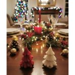 Artepieza Yılbaşı Temalı Figürlü Mini Ağaç Mum Seti-Soya Wax Çam Ağacı Şekilli Yılbaşı Dekoratif Mum 6*3.5 cm - Kırmızı - Beyaz